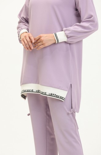 Ribbed Detailed Two Piece Suit 70021-03 Lilac 70021-03