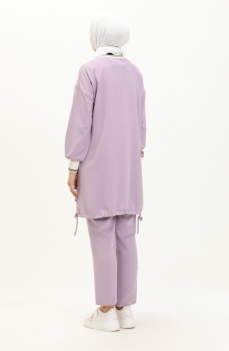 Ribbed Detailed Two Piece Suit 70021-03 Lilac 70021-03