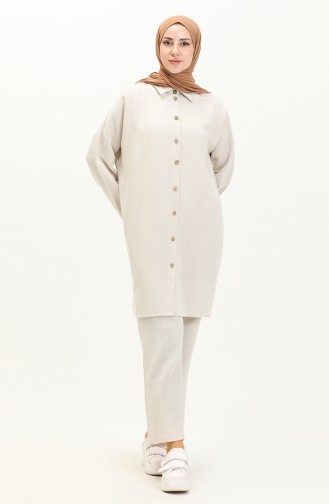 Linen Loose Fit Two Piece Suit 4427-04 Stone 4427-04
