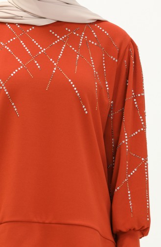 Scuba Fabric Tunic Pants Two Piece Suit 6011-01 Cinnamon Color 6011-01