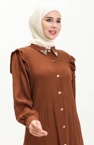 Ensemble Tunique Pantalon Détaillée Farbela 24Y8982-02 Brun 24Y8982-02