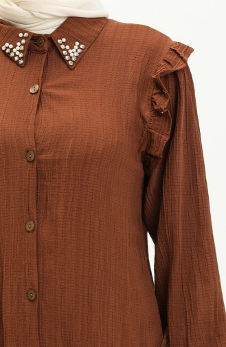Ensemble Tunique Pantalon Détaillée Farbela 24Y8982-02 Brun 24Y8982-02