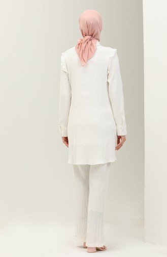 Farbela Detailed Two Piece Suit 24Y8982-05 Ecru 24Y8982-05