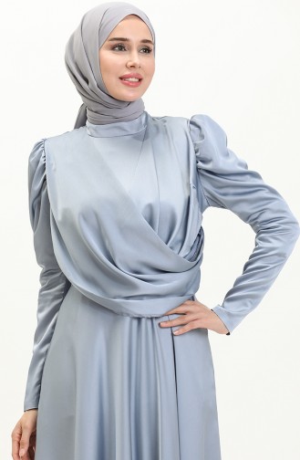 Vorne drapiertes Satin Abendkleid 6059-08 Eisblau 6059-08