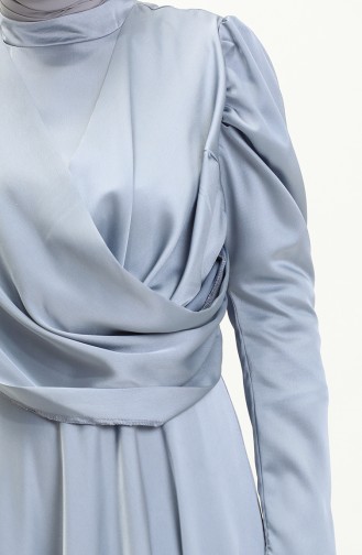 Vorne drapiertes Satin Abendkleid 6059-08 Eisblau 6059-08