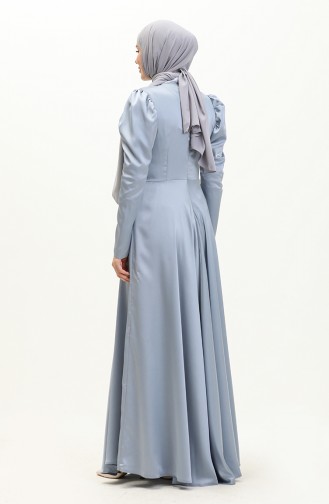 Vorne drapiertes Satin Abendkleid 6059-08 Eisblau 6059-08