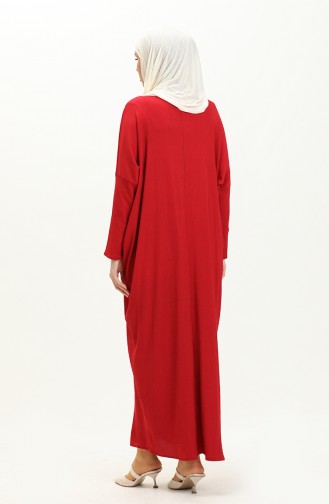فستان بأكمام فراشة  4038-03 أحمر غامق 4038-03
