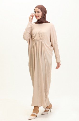 Crepe Bat Sleeve Dress 4038-05 Beige 4038-05