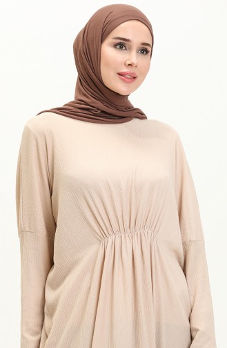 Crepe Bat Sleeve Dress 4038-05 Beige 4038-05