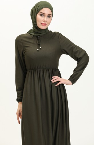 Kleid Mit Geraffter Taille 0575-01 Khaki 0575-01