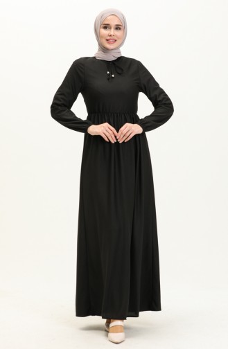 Gathered Waist Dress 0575-02 Black 0575-02