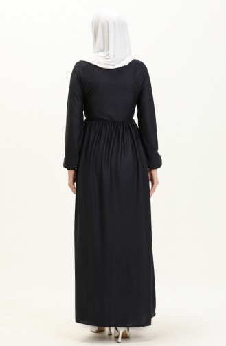 Gathered Waist Dress 0575-04 Navy Blue 0575-04