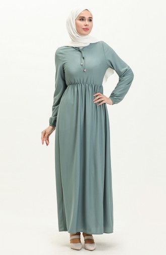 Robe Taille Froncee 0575-07 Vert 0575-07