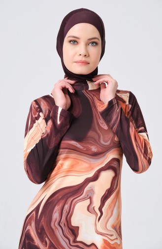 Brown Swimsuit Hijab 23687-01