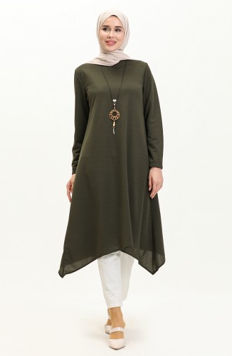 Kolyeli Tunik 2323-03 Haki