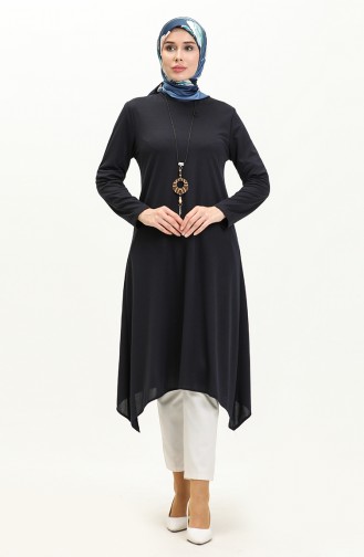 Kolyeli Tunik 2323-06 Lacivert