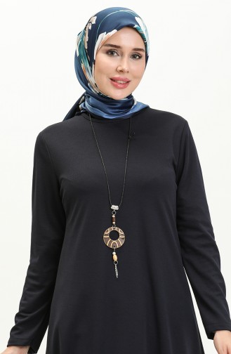 Tunique Avec Collier 2323-06 Bleu Marine 2323-06