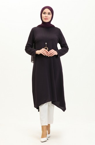 Kolyeli Tunik 2323-07 Mor