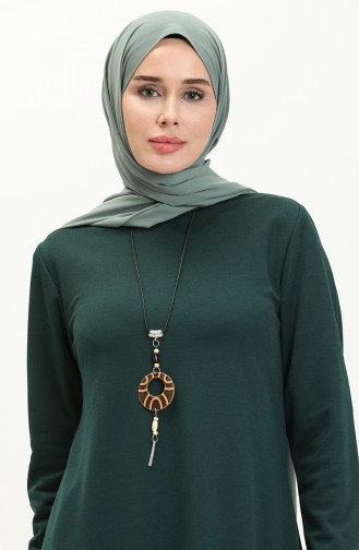 Tunique Avec Collier 2323-10 Vert Emeraude 2323-10