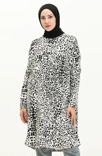 Patterned Bat Sleeve Tunic 8616-01 Black 8616-01