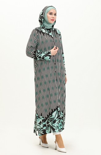 Viscose Hooded Long Tunic 24Y9024A-02 Black Teal Green 24Y9024A-02
