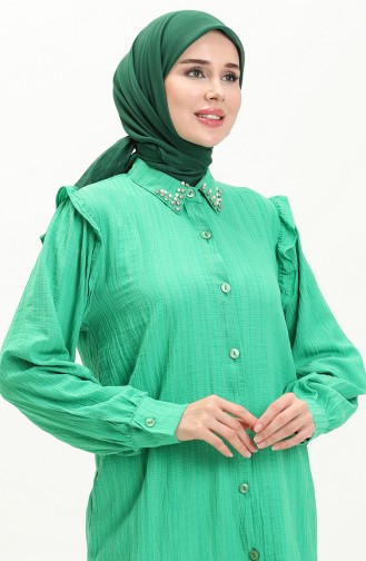 Farbela Detaylı Tunik Pantolon İkili Takım 24Y8982-03 Yeşil