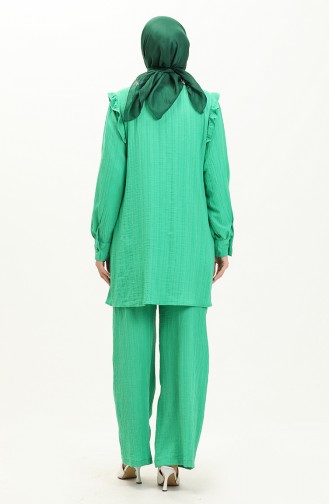 Farbela Detaylı Tunik Pantolon İkili Takım 24Y8982-03 Yeşil