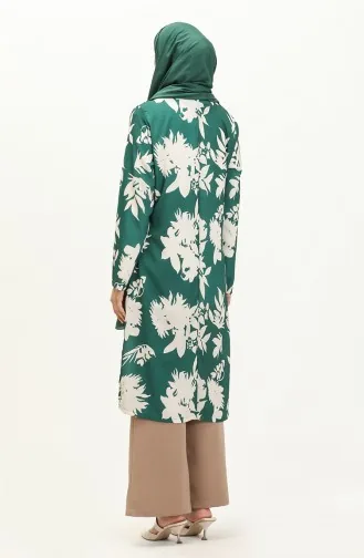 Ensemble Pantalon Tunique à Motifs 0079-02 Vert Emeraude 0079-02