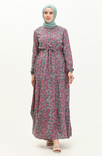 Robe Plissée a Motif 0072-03 Fuchsia 0072-03