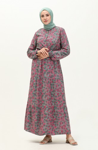 Robe Plissée a Motif 0072-03 Fuchsia 0072-03