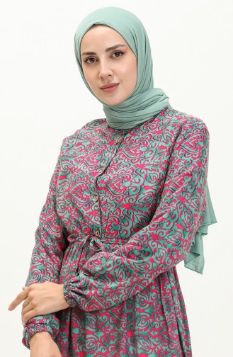 Robe Plissée a Motif 0072-03 Fuchsia 0072-03