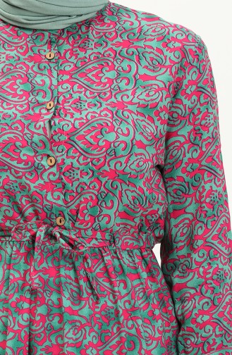 Robe Plissée a Motif 0072-03 Fuchsia 0072-03