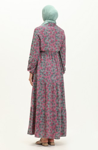 Robe Plissée a Motif 0072-03 Fuchsia 0072-03