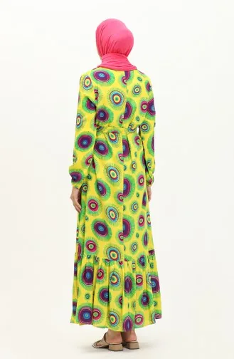 Robe Viscose à Motifs 0076-04 Jaune 0076-04