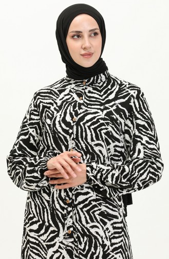 Robe Viscose à Motifs 0078A-01 Noir Blanc 0078A-01