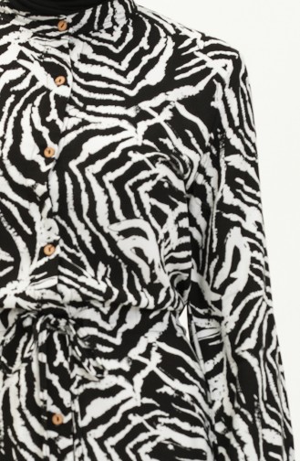 Robe Viscose à Motifs 0078A-01 Noir Blanc 0078A-01