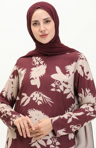 Desenli Tunik Pantolon İkili Takım 0079-03 Mürdüm