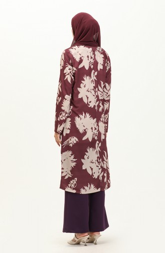 Patterned Two Piece Suit 0079-03 Plum 0079-03