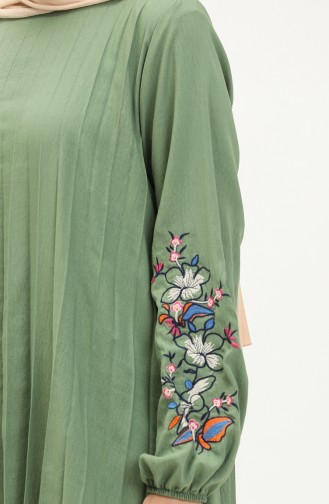 Pliseli Nakışlı Tunik Pantolon İkili Takım 1036-02 Çağla Yeşili 1036-02