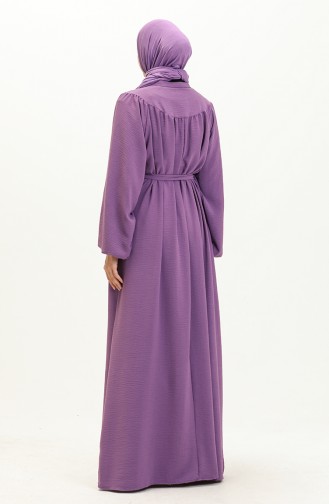 Perlenbesetztes Kleid mit Gürtel 1022-03 Lila 1022-03