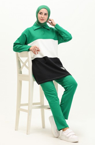 Tricolor Tracksuit Set 70088-02 Green 70088-02