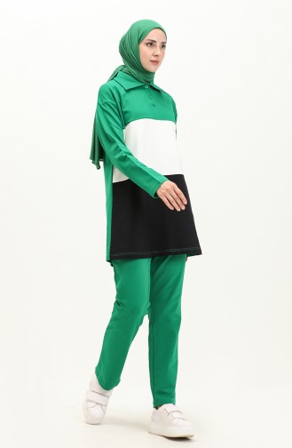 Tricolor Tracksuit Set 70088-02 Green 70088-02