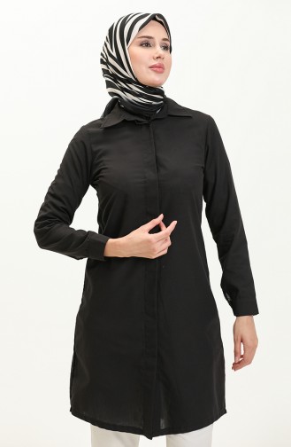 Hidden Button Tunic 1850-01 Black 1850-01