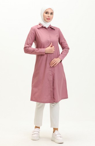 Hidden Button Tunic 1850-03 Dusty Rose 1850-03