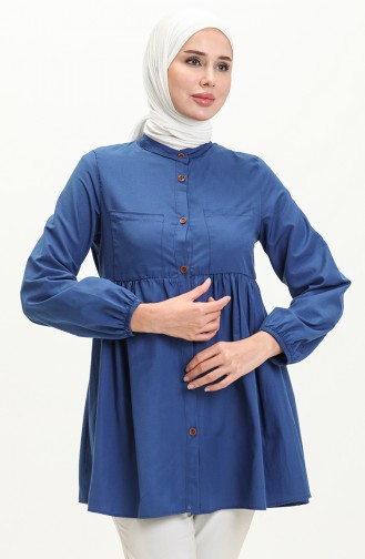 Buttoned Pocket Tunic 9847-01 Navy Blue 9847-01