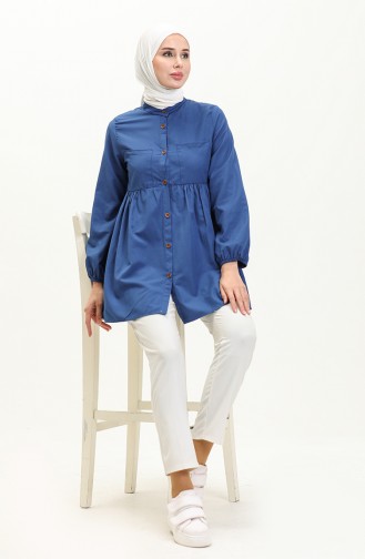Buttoned Pocket Tunic 9847-01 Navy Blue 9847-01