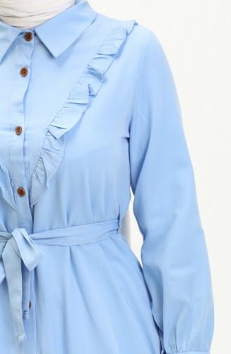 Buttoned Belted Tunic 9848-01 Baby Blue 9848-01
