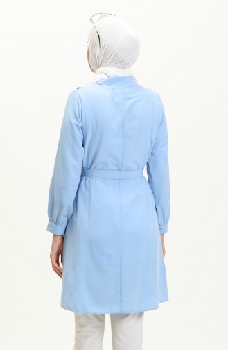 Buttoned Belted Tunic 9848-01 Baby Blue 9848-01