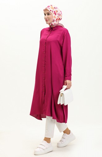 Buttoned Long Tunic 1026-01 Purple 1026-01