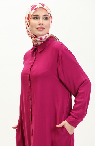 Buttoned Long Tunic 1026-01 Purple 1026-01